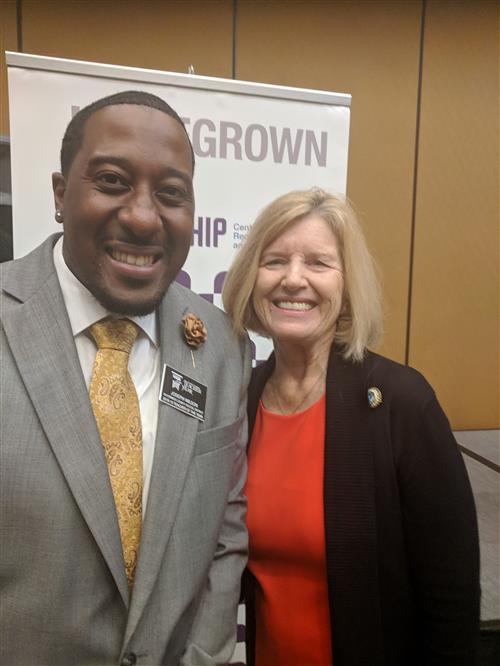 Mr. Wilson taking a picture with SC State Superintendent Dr. Molly Spearman at the 2019 District TOY Conference 